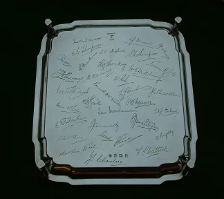 Engraved silver salver