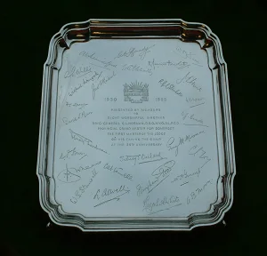 Engraved silver salver